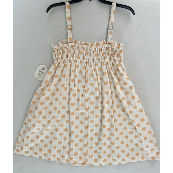 Altar’d State Sz Medium Orange Polka Dot White Sleeveless Dress Pockets Lined$70 - Picture 13 of 16